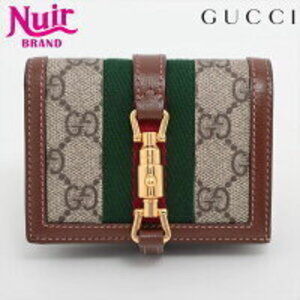 Gucci GG Supreme Jackie Leather Bi fold Wallet Beige